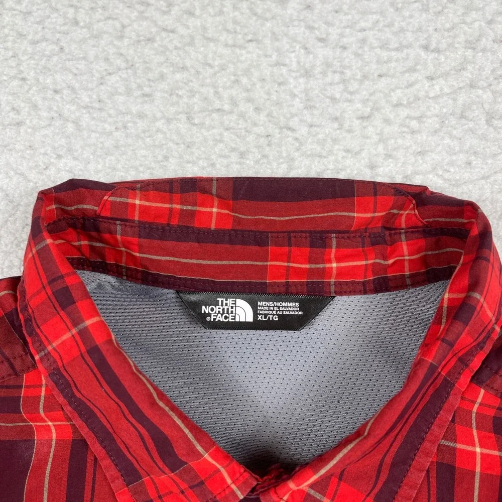 The North Face Button Down Shirt Mens XL Red Plaid Long Sleeve Outdoor 0CP4H